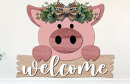 Welcome pig door hanger