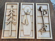3 piece winter  wall hanging.