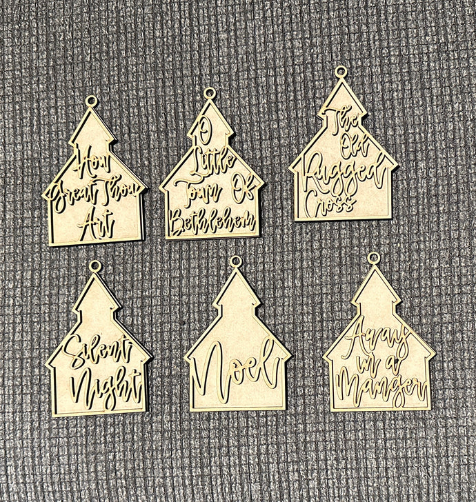 Christmas SONG word cutout ornaments