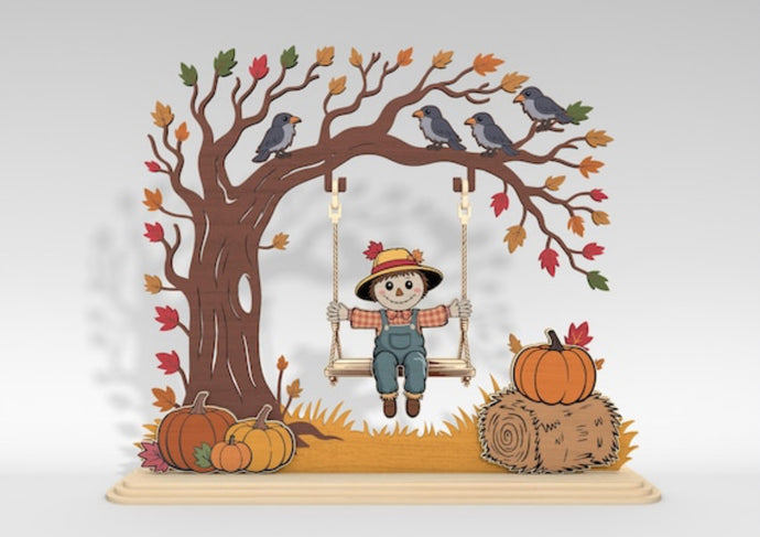 Tree swinging scarecrow.