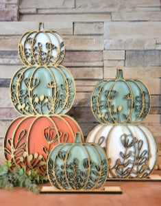 Trio of stacked 2 layer pumpkins