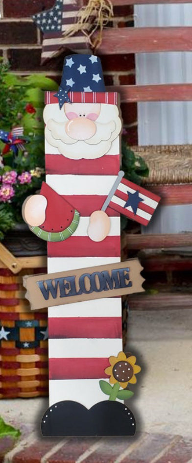 Prim patriotic door leaner.