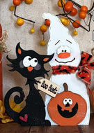 Black cat Ghost & Pumpkin