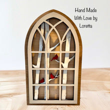 Load image into Gallery viewer, Arch with Birch and cardinals check out our two additional pictures how Penny@Re-Make it and Loretta@Handmade with love by Loretta.
