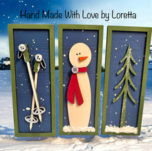 Load image into Gallery viewer, 3 piece winter  wall hanging.