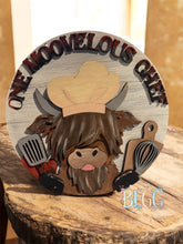 Load image into Gallery viewer, Highland cow chef Door hanger.  #103