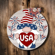 Patriotic gnome door hanger