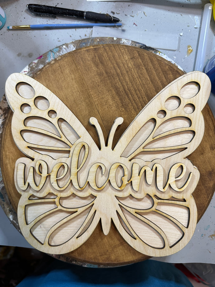 Welcome butterfly cutout